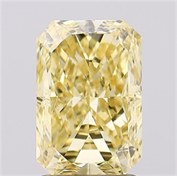 Picture of Lab Created Diamond 2.00 Carats, Radiant with  Cut, Fancy Vivid Yellow Color, VS1 Clarity and Certified by IGI