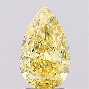 Picture of Lab Created Diamond 1.97 Carats, Pear with  Cut, Fancy Vivid Yellow Color, VS1 Clarity and Certified by IGI