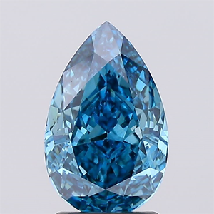 Picture of Lab Created Diamond 2.07 Carats, Pear with  Cut, Fancy Vivid Blue Color, VS1 Clarity and Certified by IGI
