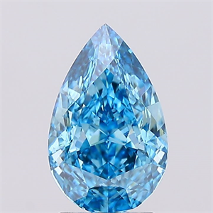Picture of Lab Created Diamond 2.09 Carats, Pear with  Cut, Fancy Vivid Blue Color, VS1 Clarity and Certified by IGI