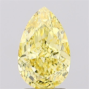 Picture of Lab Created Diamond 2.12 Carats, Pear with  Cut, Fancy Vivid Yellow Color, VS1 Clarity and Certified by IGI