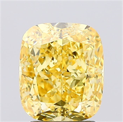 Picture of Lab Created Diamond 2.68 Carats, Cushion with  Cut, Fancy Vivid Yellow Color, VS2 Clarity and Certified by IGI