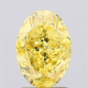 Picture of Lab Created Diamond 2.16 Carats, Oval with  Cut, Fancy Vivid Yellow Color, VS2 Clarity and Certified by IGI