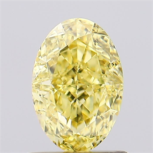 Picture of Lab Created Diamond 1.01 Carats, Oval with  Cut, Fancy Vivid Yellow Color, VVS2 Clarity and Certified by IGI