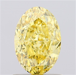 Picture of Lab Created Diamond 1.08 Carats, Oval with  Cut, Fancy Vivid Yellow Color, VVS2 Clarity and Certified by IGI