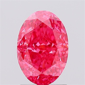 Picture of Lab Created Diamond 1.58 Carats, Oval with  Cut, Fancy Vivid Pink Color, VS1 Clarity and Certified by IGI