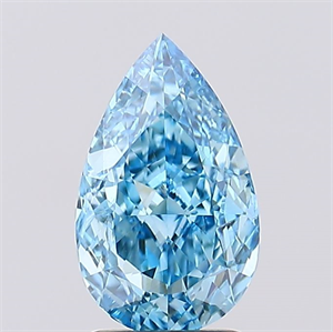 Picture of Lab Created Diamond 1.51 Carats, Pear with  Cut, Fancy Vivid Blue Color, VS1 Clarity and Certified by IGI