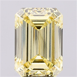 Foto Del inventario de diamantes de laboratorio, 5.13 quilates, Esmeralda , Color Fancy Intense Yellow, claridad VS1 y certificado IGI de