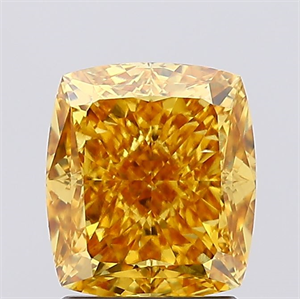 Picture of Lab Created Diamond 2.07 Carats, Cushion with  Cut, Fancy Vivid Yellow Color, VS1 Clarity and Certified by IGI